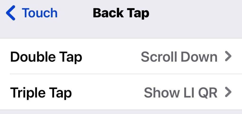 Back Tap accessibility settings